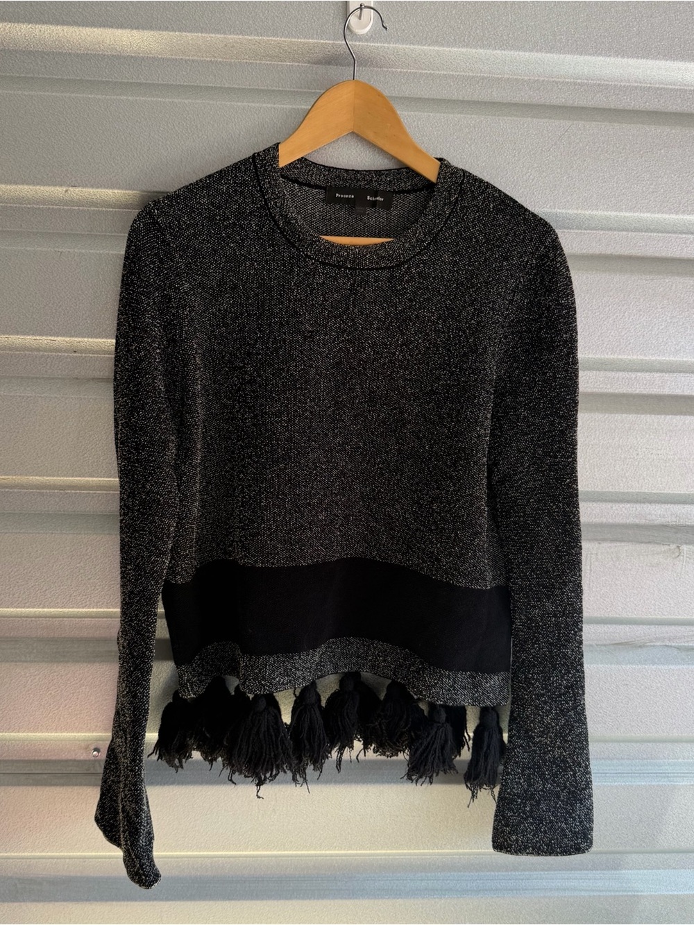 Proenza Schouler tassel hem tweed sweater
